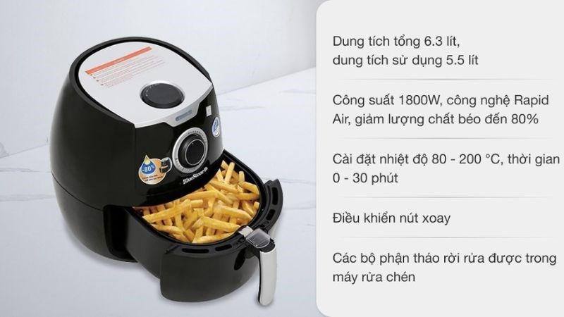 Nồi chi&ecirc;n kh&ocirc;ng dầu BlueStone AFB-5871 5.5 l&iacute;t