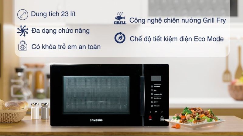 L&ograve; vi s&oacute;ng c&oacute; nướng Samsung MG23T5018CK/SV 23 L&iacute;t