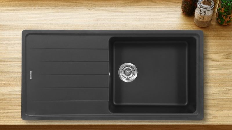 Chậu rửa ch&eacute;n 1 ngăn 1 c&aacute;nh đ&aacute; Hafele GED1S60 Đen