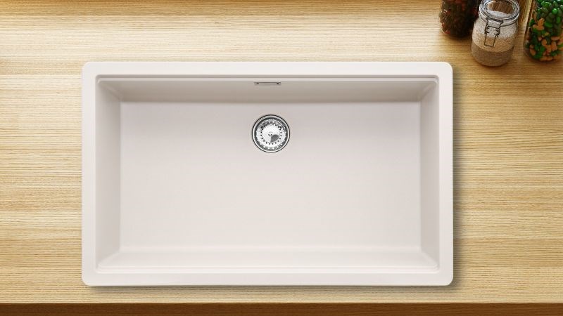 Chậu rửa ch&eacute;n 1 ngăn đ&aacute; thạch anh Hafele HS20-GEN1S80 Kem (570.30.800)