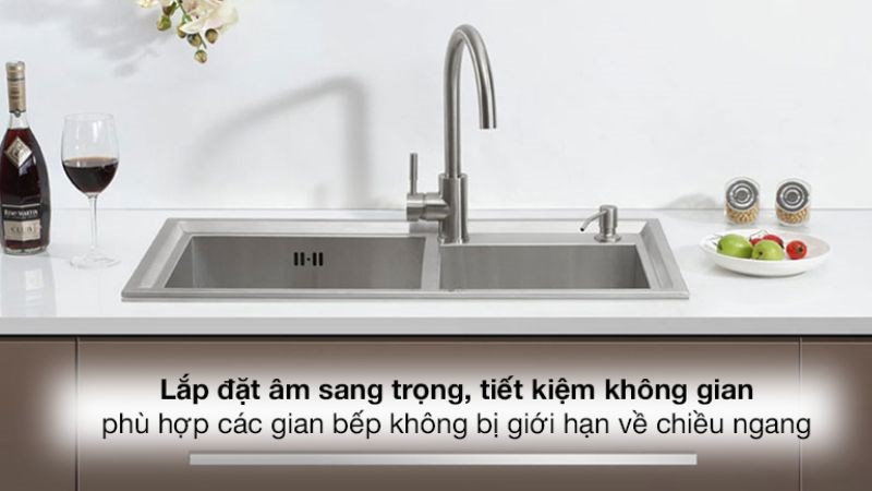  Chậu rửa ch&eacute;n 2 ngăn inox Eurolife EL-HM8246