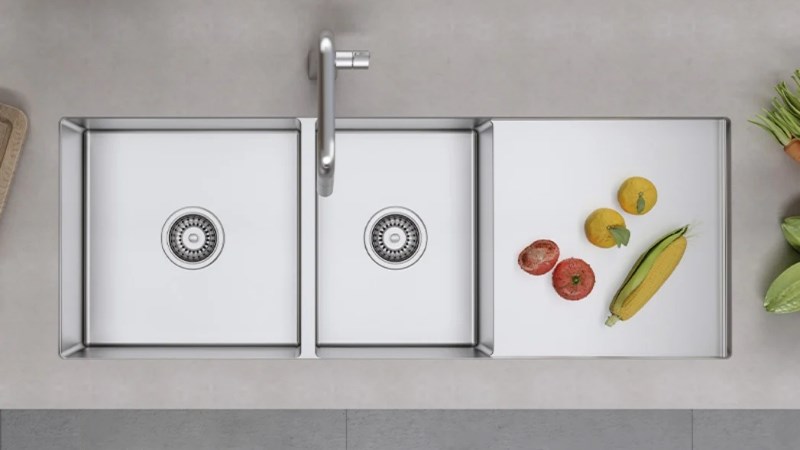 Chậu rửa ch&eacute;n 2 ngăn 1 c&aacute;nh inox Hafele HS21-SSD2S90L