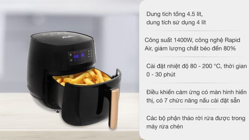 Nồi chi&ecirc;n kh&ocirc;ng dầu AVA AF358T 4 l&iacute;t