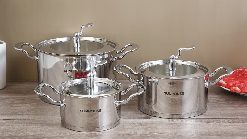 Bộ 3 nồi inox 5 đ&aacute;y Sunhouse SHG2503MSA 2640