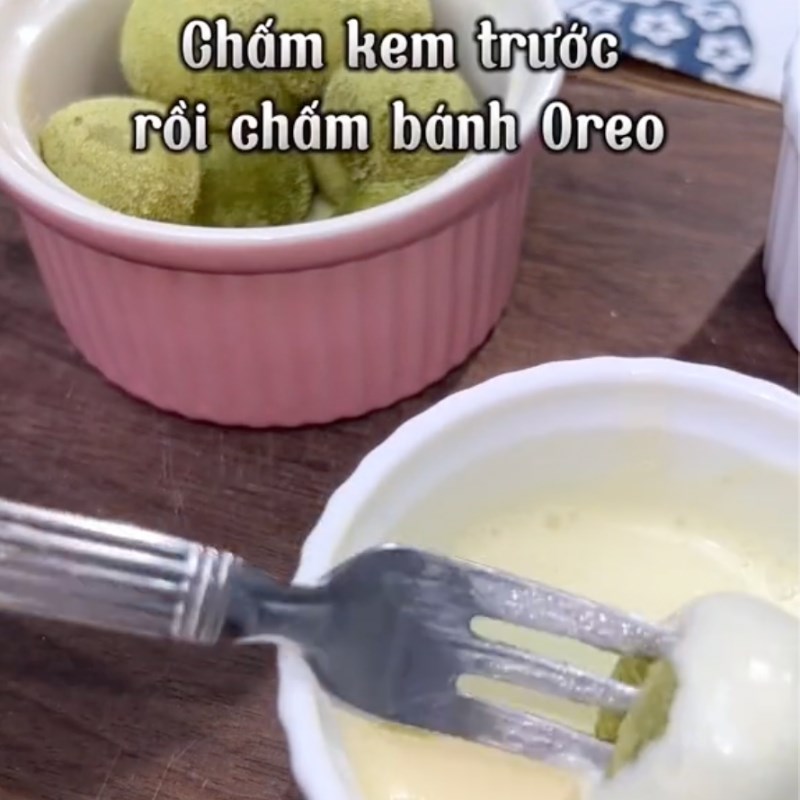 Bước 5 Thành phẩm Bánh mochi trà xanh chấm kem sữa