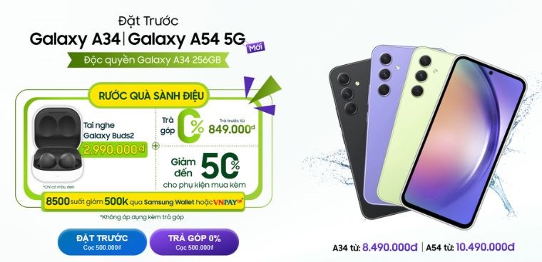 HOT: Đặt trước Samsung Galaxy A34 | Galaxy A54 tại Điện máy XANH nhận quà khủng tới 2.9 triệu đồng