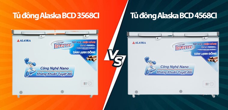 So sánh điểm giống và khác nhau của tủ đông Alaska BCD 3568CI và BCD 4568CI