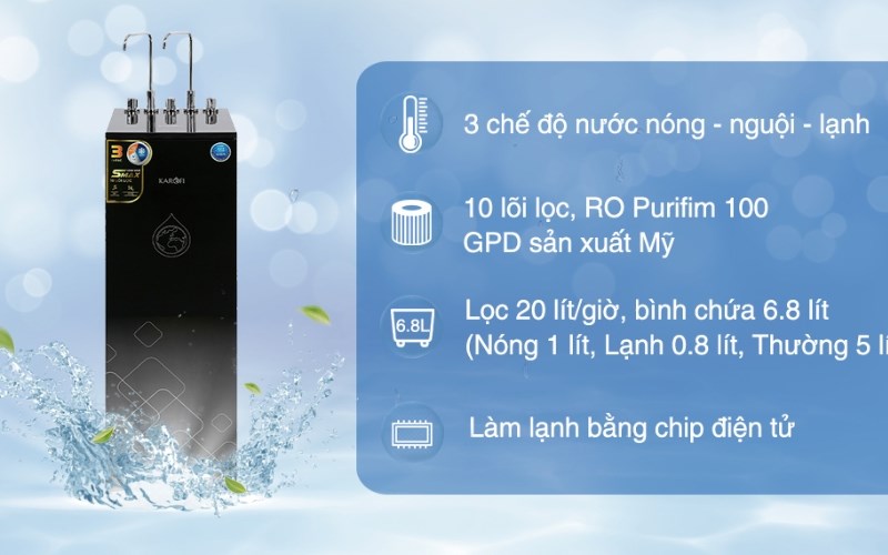 M&aacute;y lọc nước RO n&oacute;ng nguội lạnh Karofi KAD-X39 10 l&otilde;i