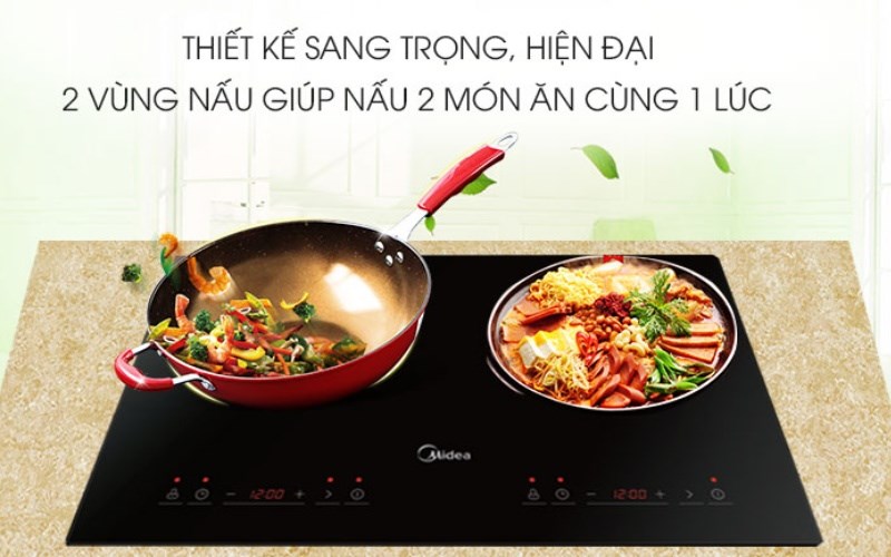 Bếp đ&ocirc;i điện từ hồng ngoại Midea