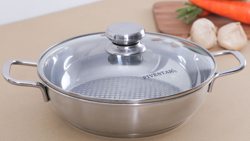 Nồi lẩu inox 3 đ&aacute;y nắp k&iacute;nh 24 cm Fivestar L24-3DG