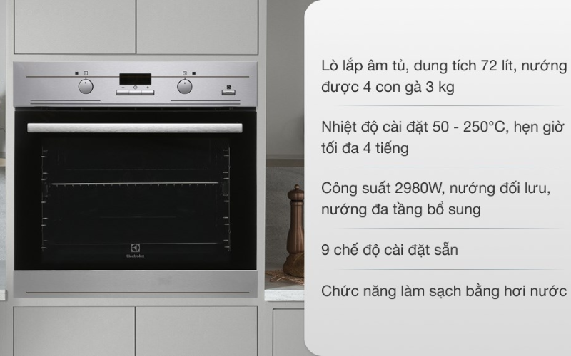 Lò nướng âm Electrolux EOB3434BOX 72 lít