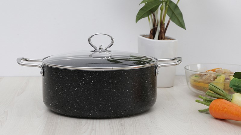 Nồi nhôm chống dính nắp kính 26 cm Delites NDE