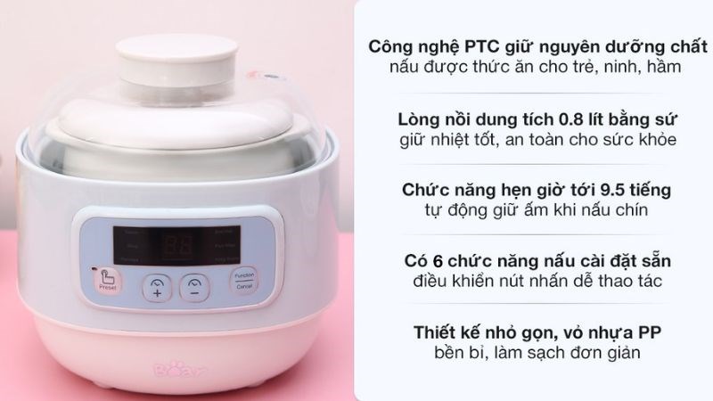 Nồi nấu chậm Bear 0.8 l&iacute;t DDZ-A08G2