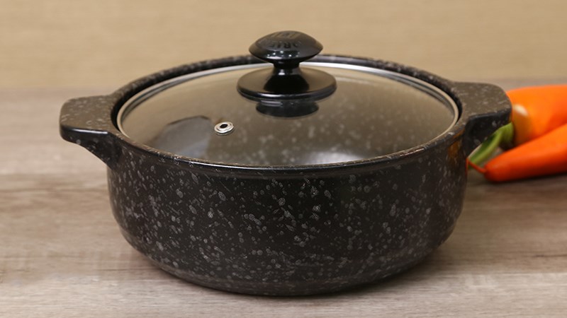 Nồi đất v&acirc;n đ&aacute; hoa cương nắp k&iacute;nh 21 cm Mommy Cook MMVSG