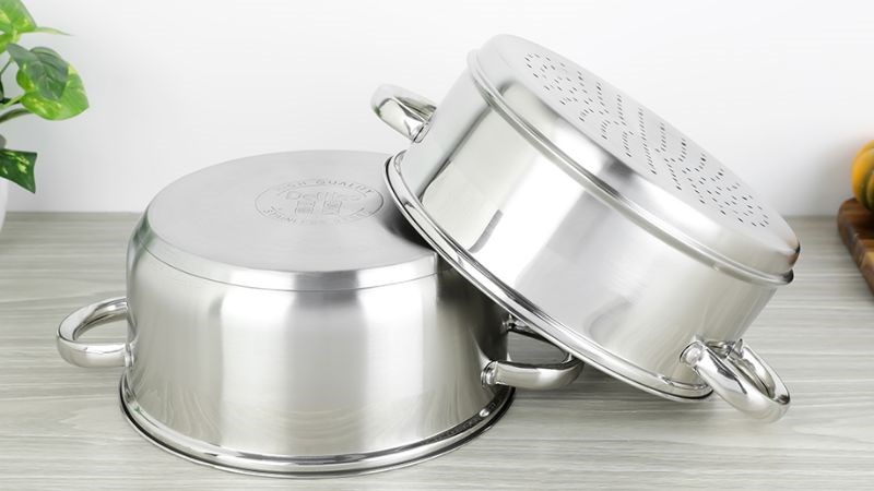 Bộ nồi xửng inox 3 đ&aacute;y nắp kiếng đ&aacute;y từ 24 cm Delites CW-S106-1
