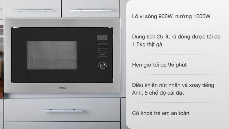 Lò vi sóng có nướng lắp âm Hafele HM-B38A (535.34.000) 25 lít