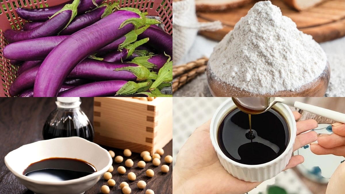 Hình nguyên liệu làm cà tím áp chảo