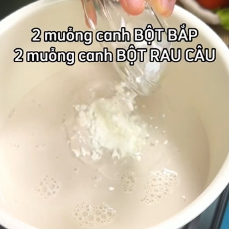 Bước 2 Nấu hỗn hợp sữa hạt Bánh flan chay từ sữa hạt