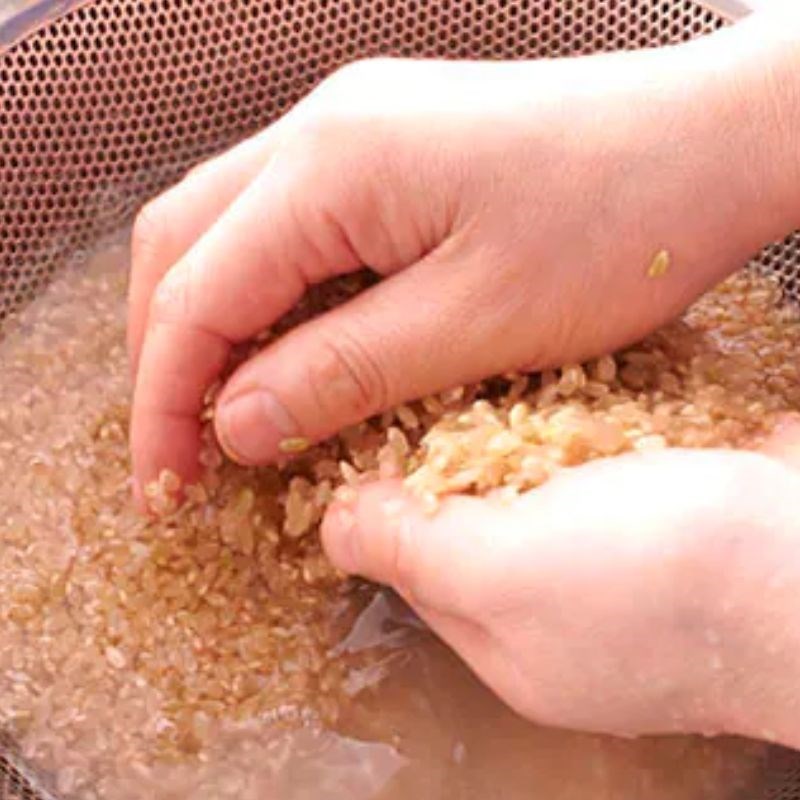 Bước 1 Sơ chế gạo lứt Rang gạo lứt bằng nồi chiên không dầu