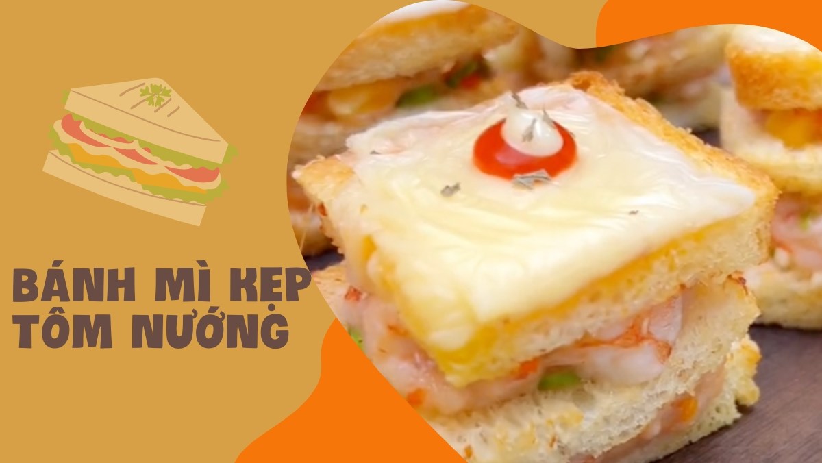 Bánh mì kẹp tôm nướng với nồi chiên không dầu
