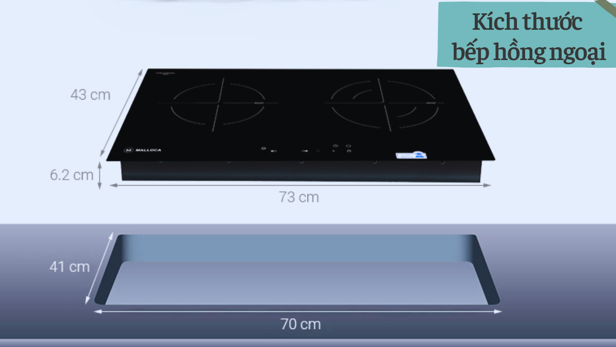 Kích thước bếp hồng ngoại