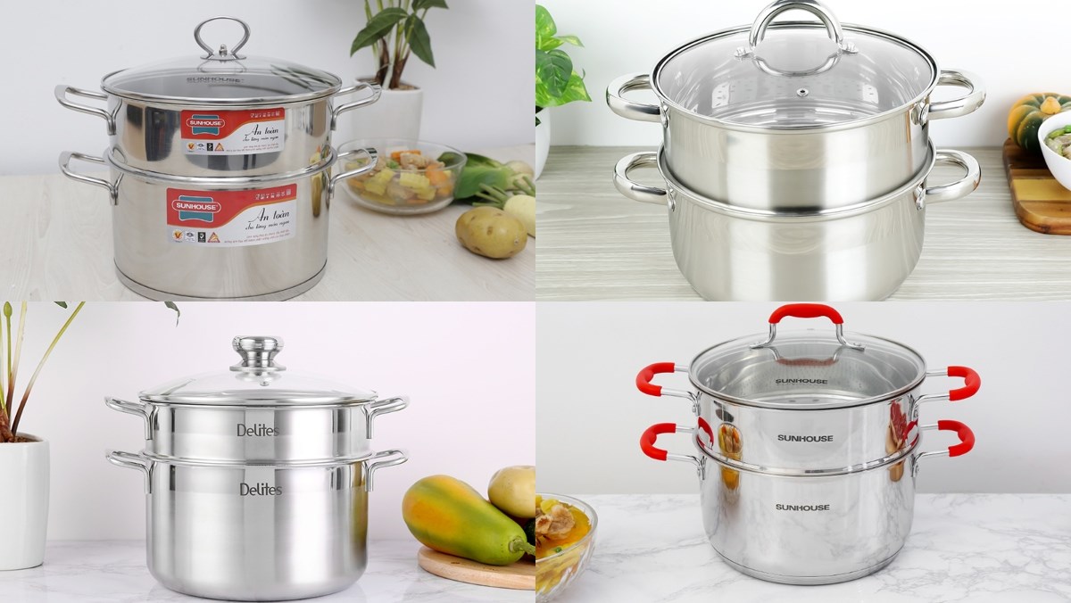 Nồi hấp inox 2 tầng