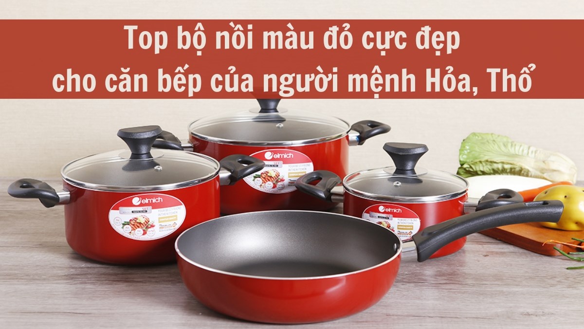 Top bộ nồi màu đỏ cực đẹp