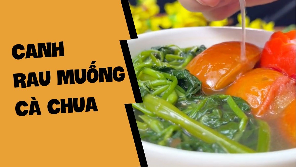 Canh rau muống nấu cà chua mắm tôm