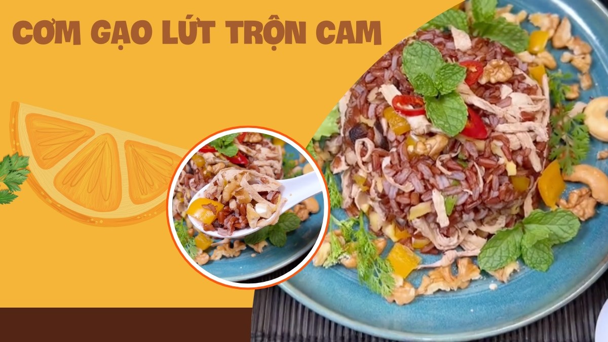 Cơm gạo lứt trộn cam (Công thức từ kênh tiktok Vào bếp cùng Điện máy XANH)