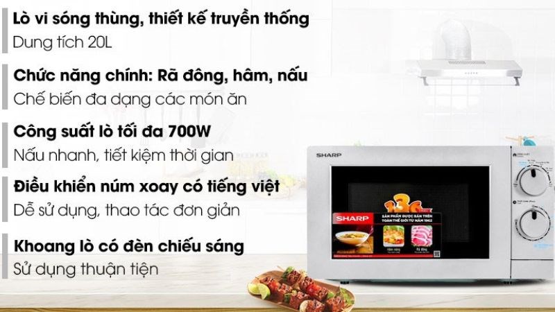 Lò vi sóng Sharp R-209VN-SK 20 lít