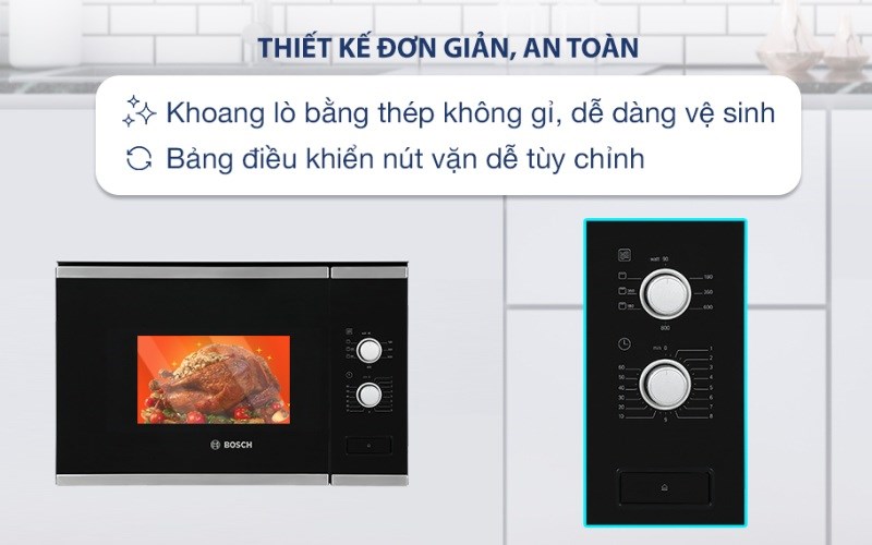 L&ograve; vi s&oacute;ng kết hợp nướng Bosch c&oacute; chất liệu tốt