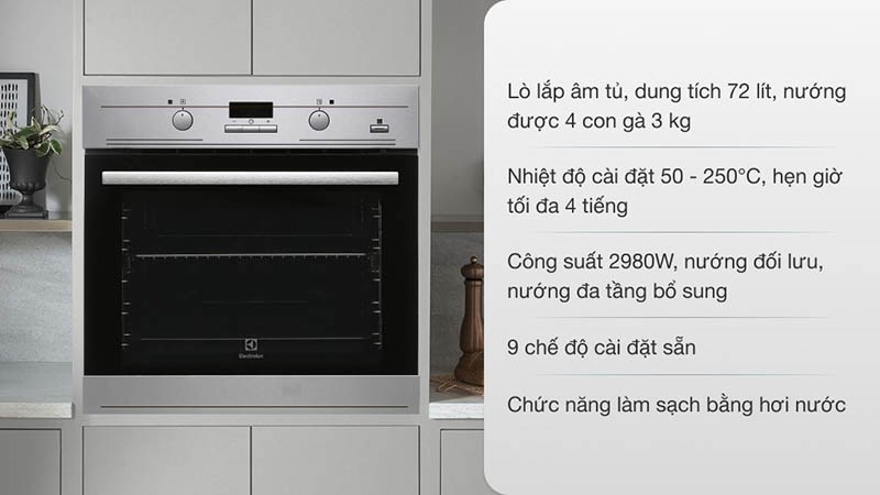 Lò nướng âm Electrolux EOB3434BOX 72 lít