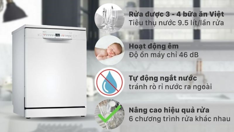 M&aacute;y rửa ch&eacute;n độc lập Bosch SMS2IVW01P