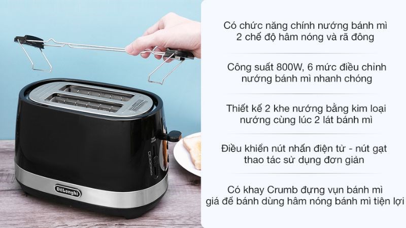 Máy nướng bánh mì Delonghi CTLA2103.BK