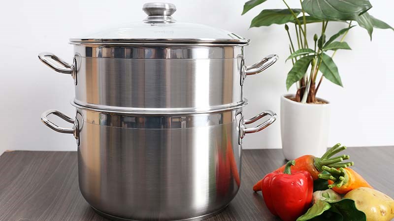 Bộ nồi xửng inox 3 đ&aacute;y nắp k&iacute;nh 28 cm Fivestar ST28-3DG
