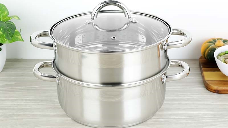 Bộ nồi xửng inox 3 đ&aacute;y nắp kiếng đ&aacute;y từ 24cm Delites CW-S106-1