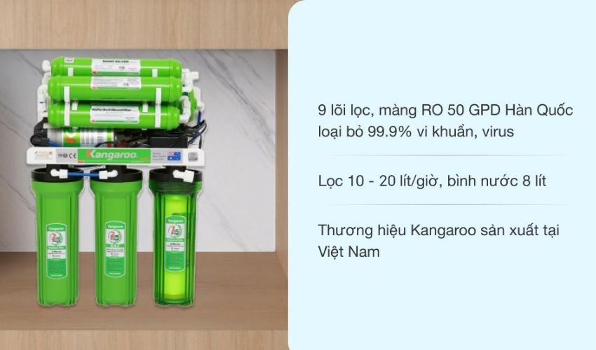 Máy lọc nước RO không vỏ Kangaroo KG110 9 lõi