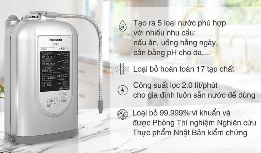 Máy lọc nước ion kiềm Panasonic TK-AS45 3 tấm điện cực