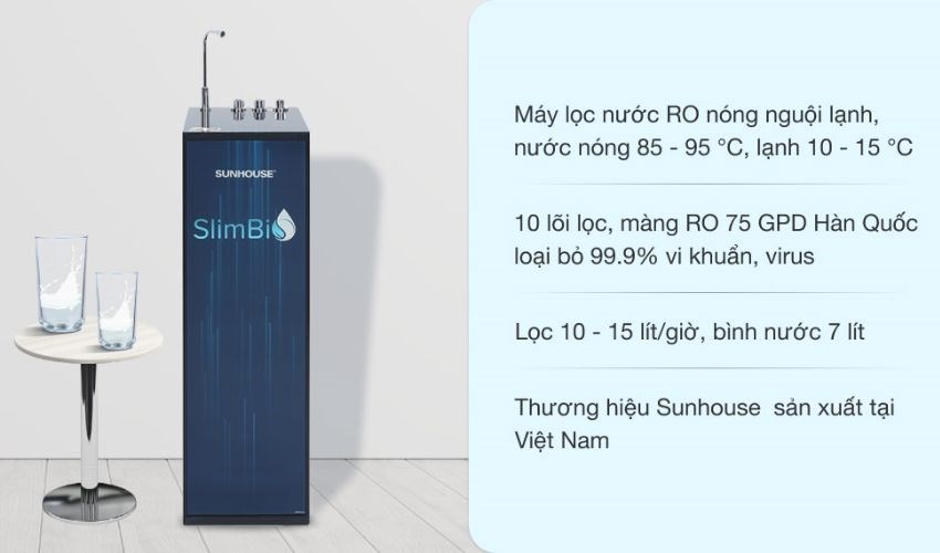 Máy lọc nước RO nóng nguội lạnh Sunhouse SHA76213CK 10 lõi