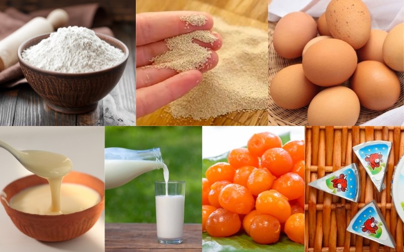 Hình nguyên liệu làm bánh quẩy chấm trứng muối