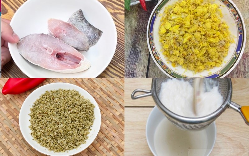 Hình nguyên liệu cá chẽm nướng riềng mẻ