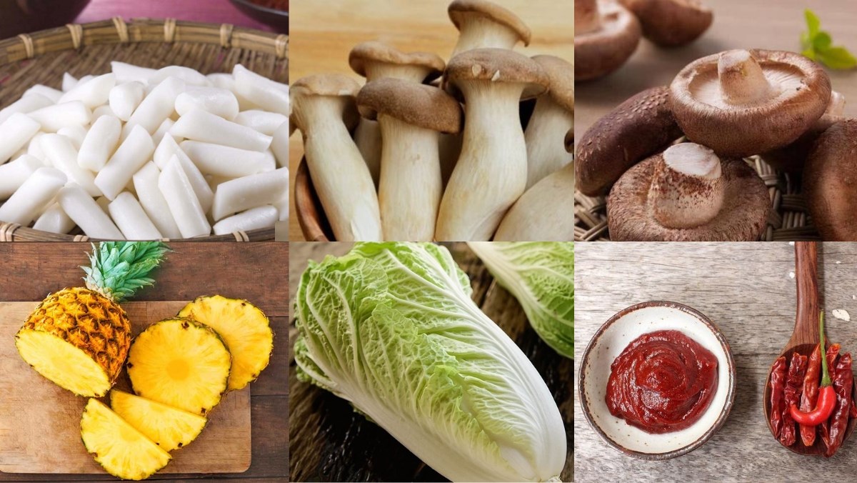Nguyên liệu món ăn bánh gạo tokbokki chay