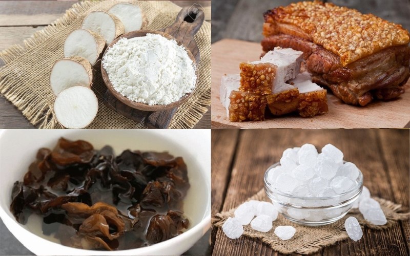 Nguyên liệu món ăn chè bột lọc heo quay