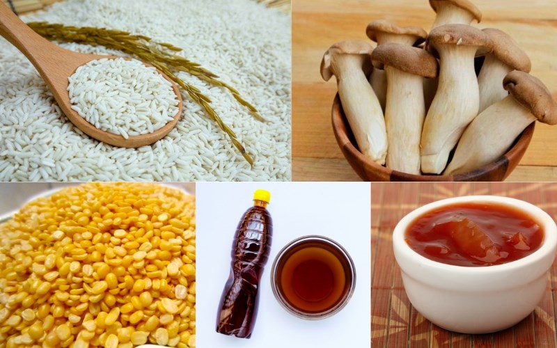Hình nguyên liệu làm nấm nướng chay