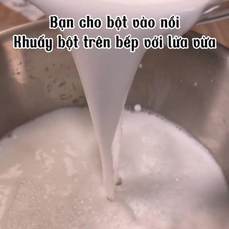Bước 3 Nấu bột Bánh giò chay từ bột bắp