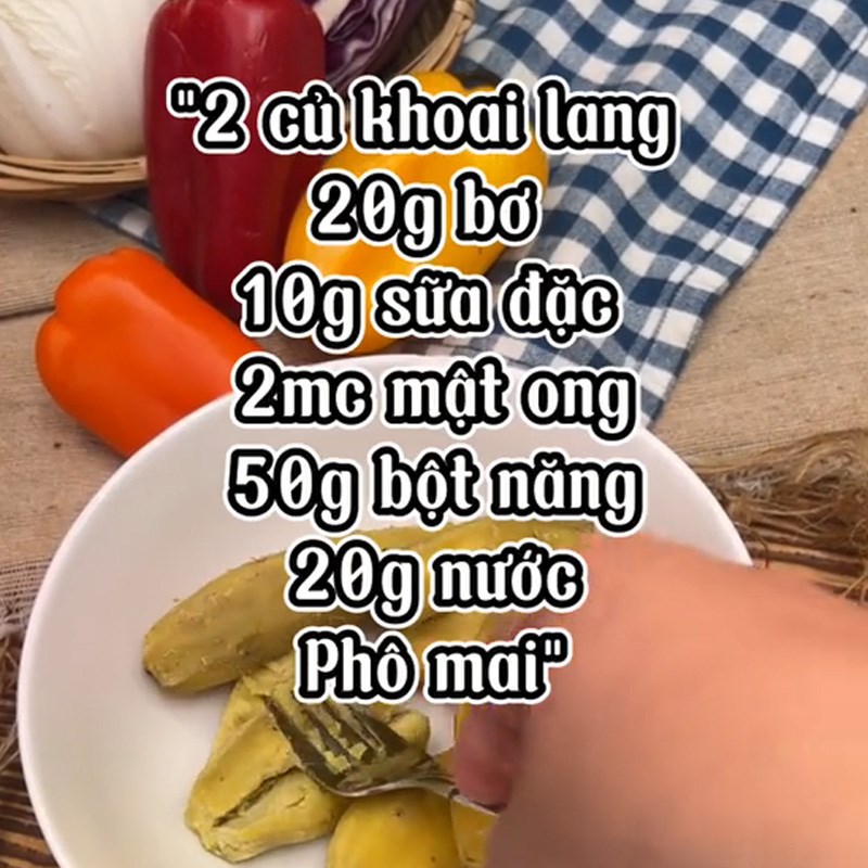 Bước 1 Sơ chế nguyên liệu Bánh khoai lang phô mai (Công thức được chia sẻ từ TikTok Vào bếp cùng Điện máy XANH)