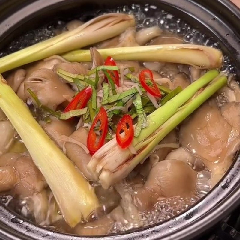 Bước 4 Thành phẩm Nấm bào ngư hấp sả lá chanh kèm nước chấm