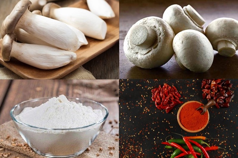 Nguyên liệu làm nấm chiên sốt cay