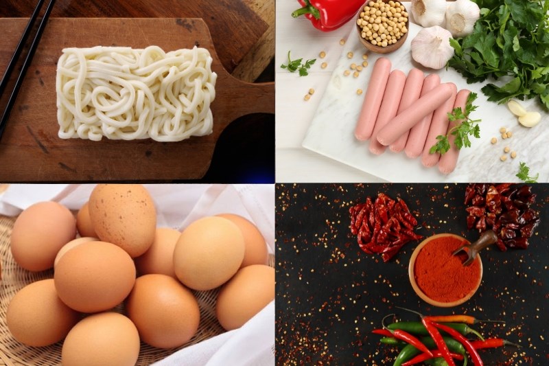 Nguyên liệu món ăn cách làm mì udon xào cay