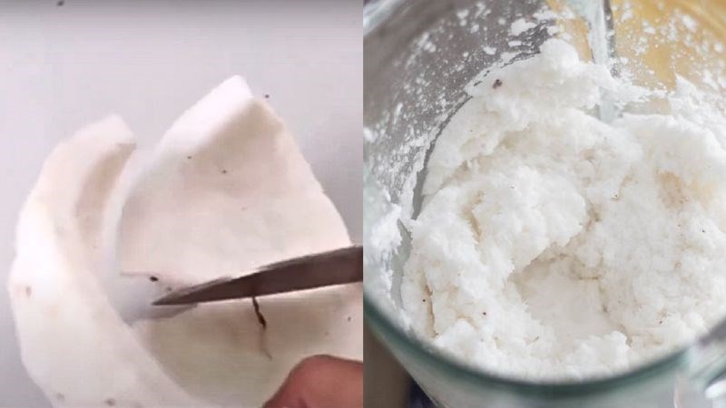 Bước 2: Xay nhuyễn cơm dừa